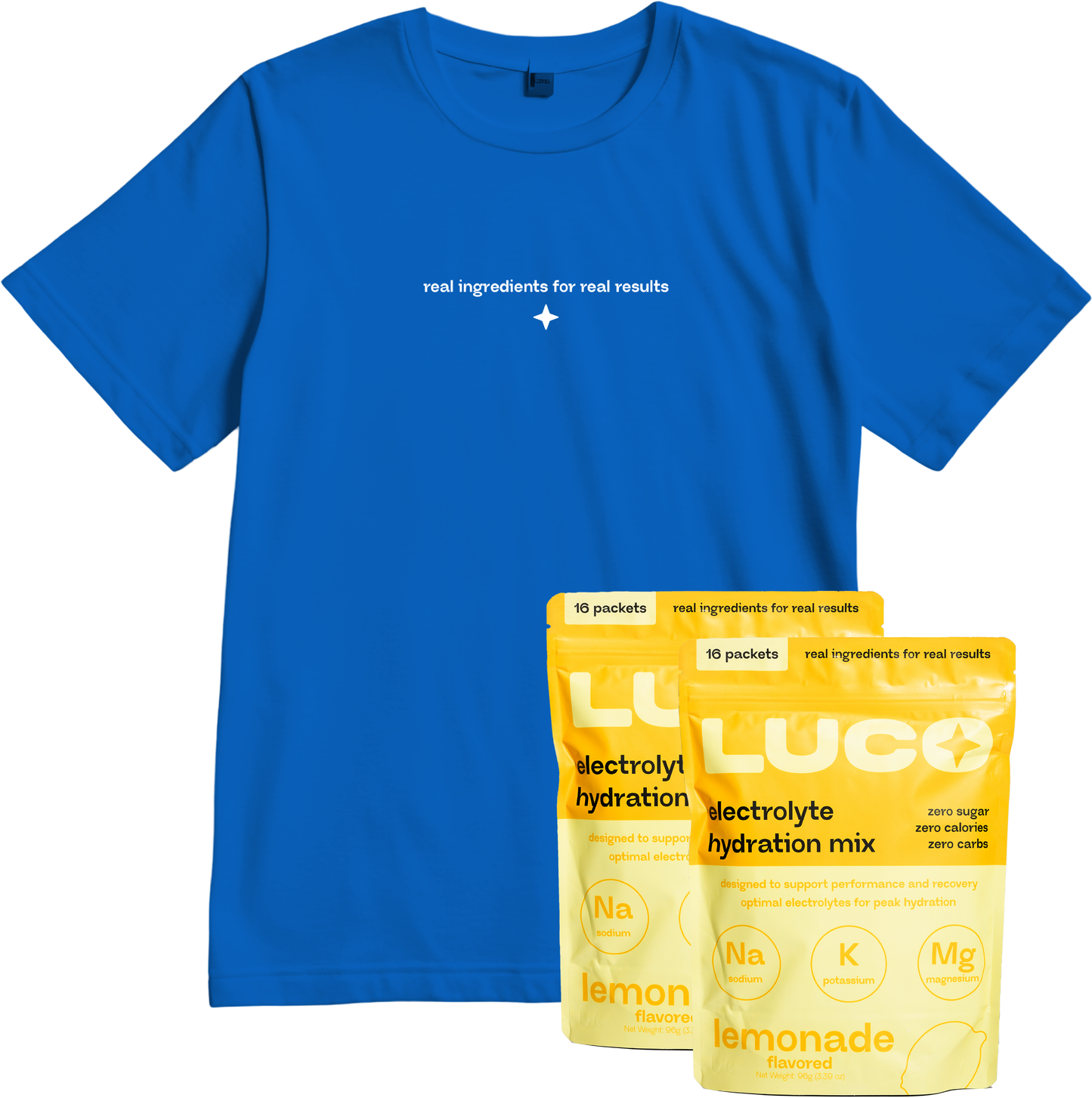 t-shirt and lemonade electrolyte hydration mix bundle