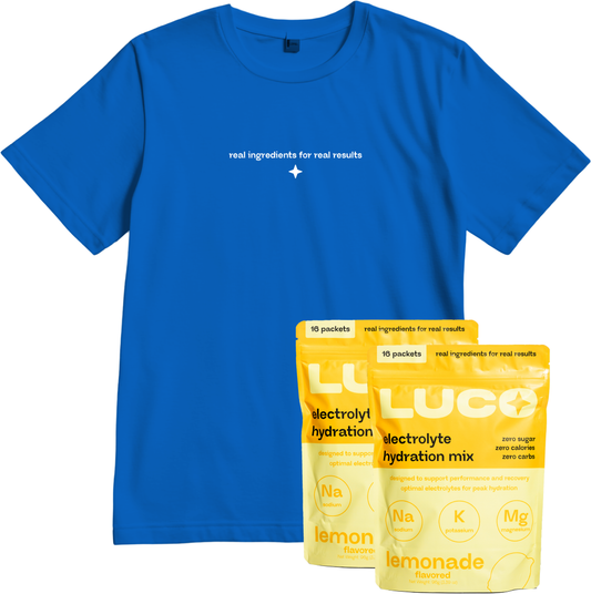 t-shirt and lemonade electrolyte hydration mix bundle